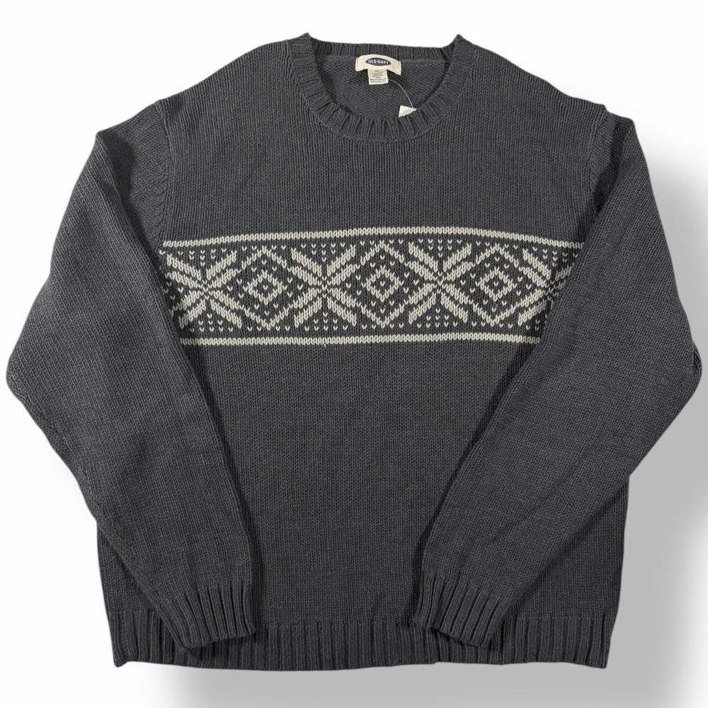 OLD NAVY Y2K Cowichan Ski Sweater Fair Isle Nordic Winter Knit Pullover Mens XXL